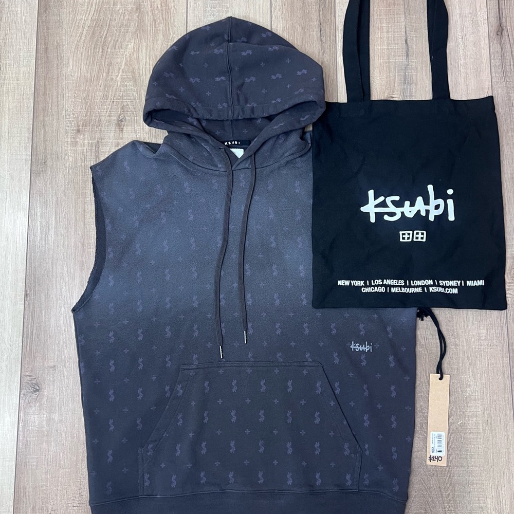 Ksubi Allstar Biggie Hoodie Slash Grey Fade Sleeveless (M ) - NWT
